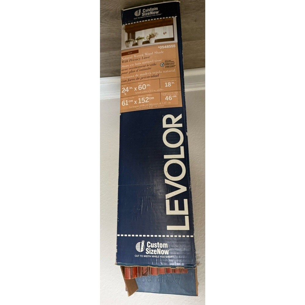 LEVOLOR Natural Woven Wood Shade With Privacy Liner 24” * 60”